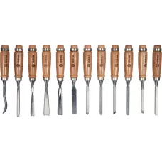 Стамески фигурные с деревянной ручкой (набор 12пр.) "Vorel"