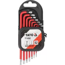 Ключи TORX с отверстием T9-T30 красные (набор 7пр.) S2 "Yato"