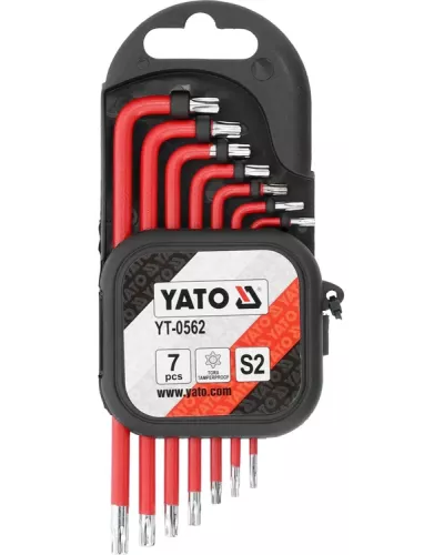 Ключи TORX с отверстием T9-T30 красные (набор 7пр.) S2 