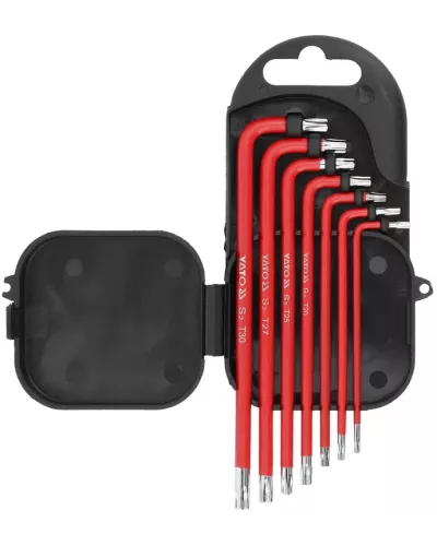 Ключи TORX с отверстием T9-T30 красные (набор 7пр.) S2 