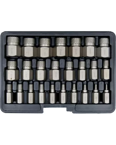Головки для поврежденных внутренних болтов HEX, TORX, SPLINE 3-23мм (набор 25пр.) 