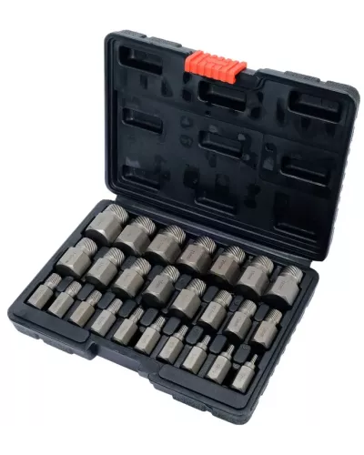 Головки для поврежденных внутренних болтов HEX, TORX, SPLINE 3-23мм (набор 25пр.) 