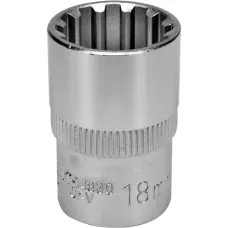 Головка торцевая spline 1/2" 6гр. 18мм L38мм CrV на держателе "Yato"