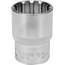 Головка торцевая spline 1/2" 6гр. 22мм L38мм CrV на держателе "Yato"