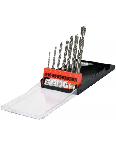 Сверла по дереву спиральные 3-10мм с хвостовиком HEX (набор 7пр.) 