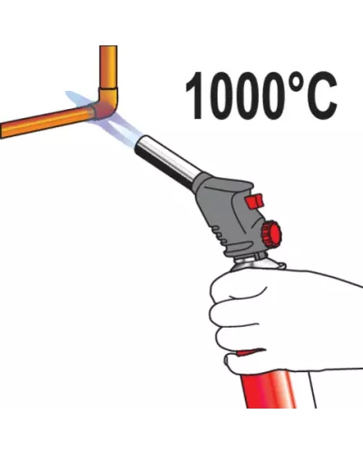 Горелка газовая на цанговый баллон с пьезоподжигом 1000С, 1,0 кВт, 73 г/ч 