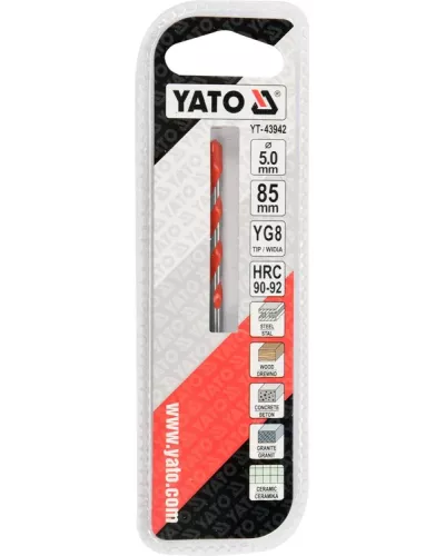 Сверло универсальное по металлу, бетону, дереву и керамике  5х85мм 