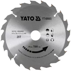 Диск пильный по дереву 210/30 20T с твердосплавными напайками "Yato"