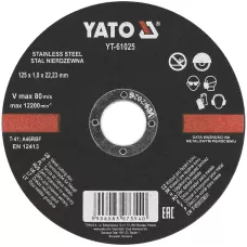 Круг отрезной по нержавеющей стали 125х1,0х22мм "Yato"