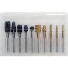 Шарошки металлические для обработки металла, древесины 2-16мм, хвостовик 3,2мм (набор 10пр) "Yato"